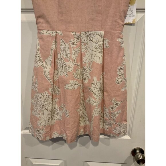 Anemonii Pink Fit & Flare Dress W/ Pleated Floral Skirt, Size Medium - Picture 3 of 5